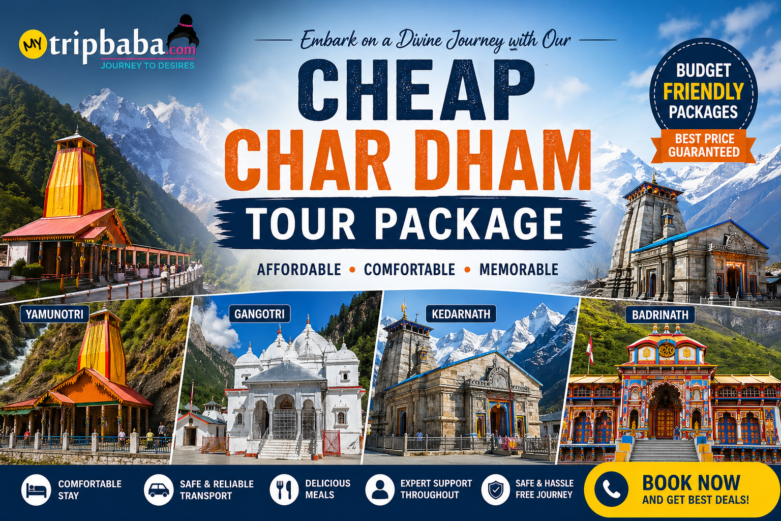 Cheap Char Dham Tour Package 2026 | Affordable Yatra by My Trip Baba